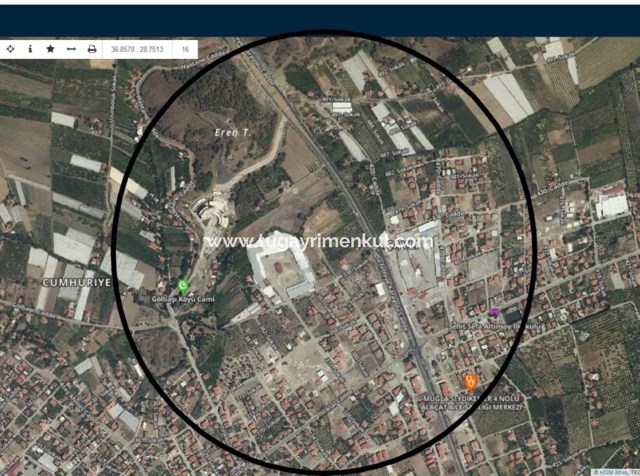 Muğla / Ortaca / Okçular ( Marmarli), 20 Hektar Land Mit Strassenfront, Linke Seite Und Vorderfassade Zonierte Grundstücke