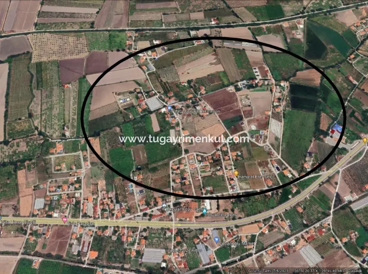 Muğla / Ortaca / Okçular ( Marmarli), 20 Hektar Land Mit Strassenfront, Linke Seite Und Vorderfassade Zonierte Grundstücke