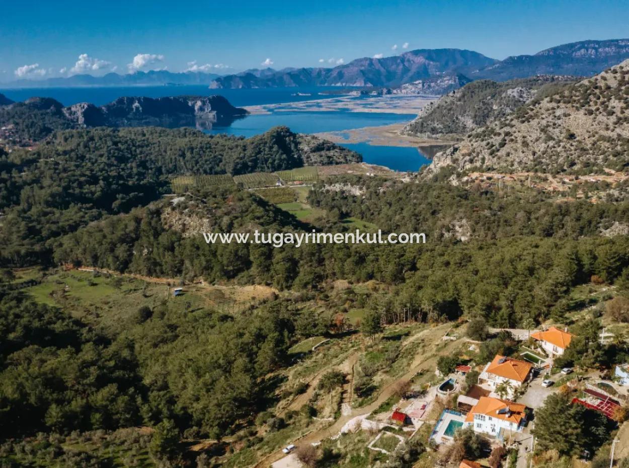 Villa Zum Verkauf In Gokbel, Dalyan, Muğla, Mit Vollem Blick Auf Den Strand Von Iztuzu Und Das Mittelmeer