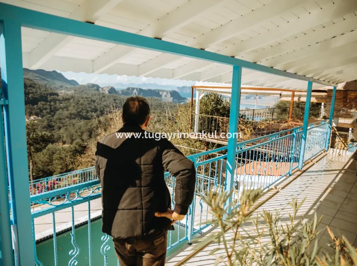 Villa For Sale In Gokbel, Dalyan, Muğla, With Full View Of Iztuzu Beach And The Mediterranean