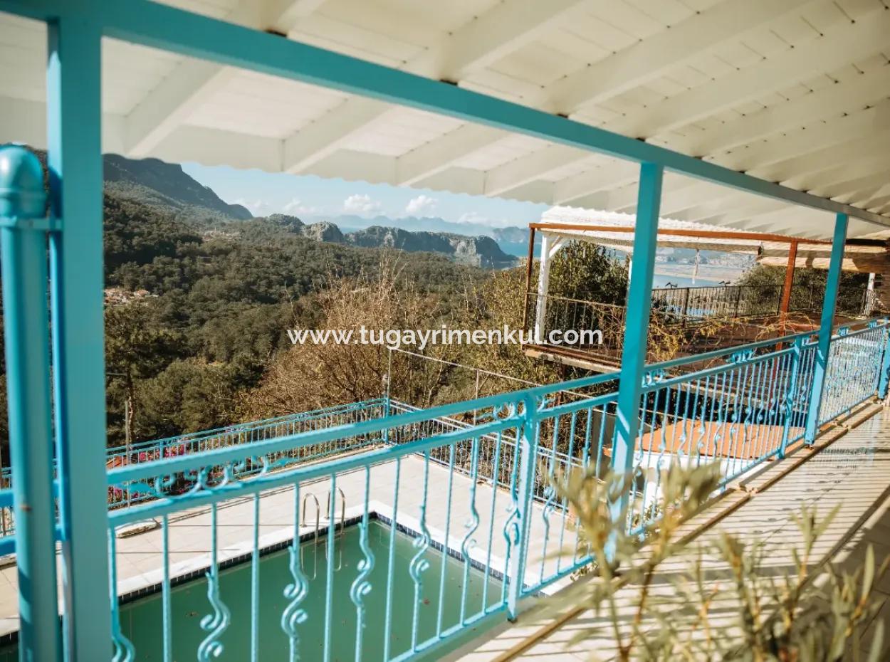 Villa For Sale In Gokbel, Dalyan, Muğla, With Full View Of Iztuzu Beach And The Mediterranean